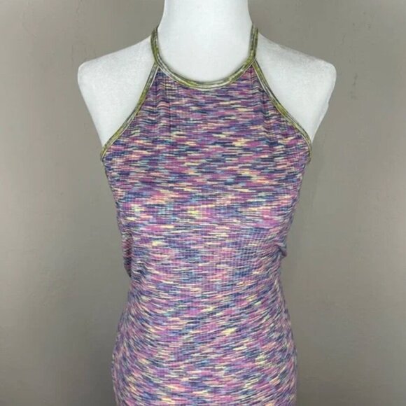 Lisa Says Gah! Julia Space Dye Y2K Ribbed Stretch Halter Midi Dress Size Small - Picture 10 of 13